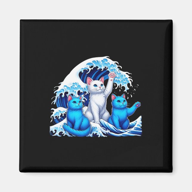 Imán Harris Blue Cats Wave Gracioso Para Los Propietari (Frente)