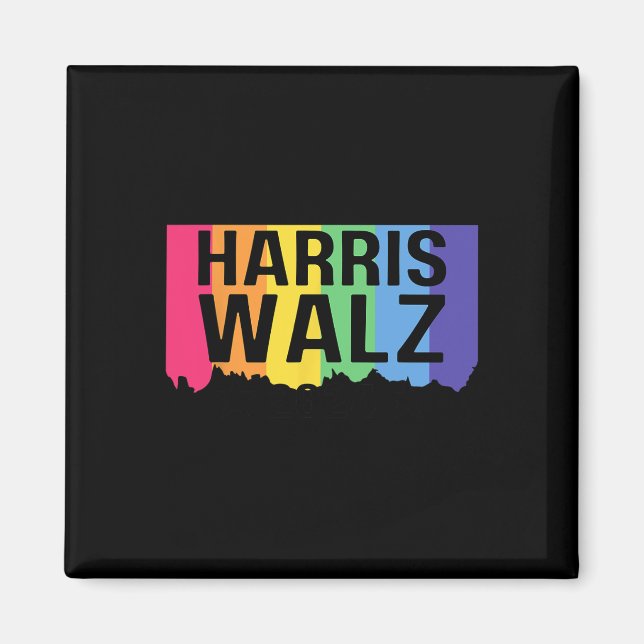 Imán Harris Walz 2024 Orgullo Gay Lgbtq Rainbow Kamala  (Frente)