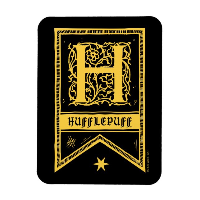 Imán Harry Potter | Bandera de Monograma de Hufflepuff (Vertical)