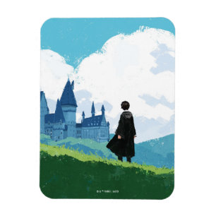 Imán HARRY POTTER™ con vistas al castillo de HOGWARTS™