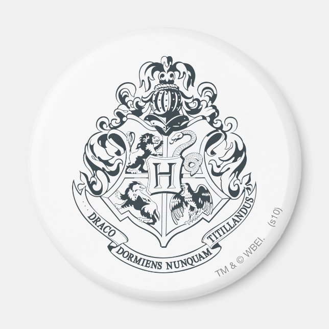 Imán Harry Potter | Coplas Hogwares - Blanco y negro (Frente)