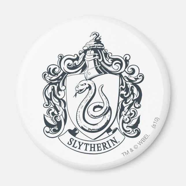 Imán Harry Potter | Escudo Slytherin - Blanco y negro (Frente)
