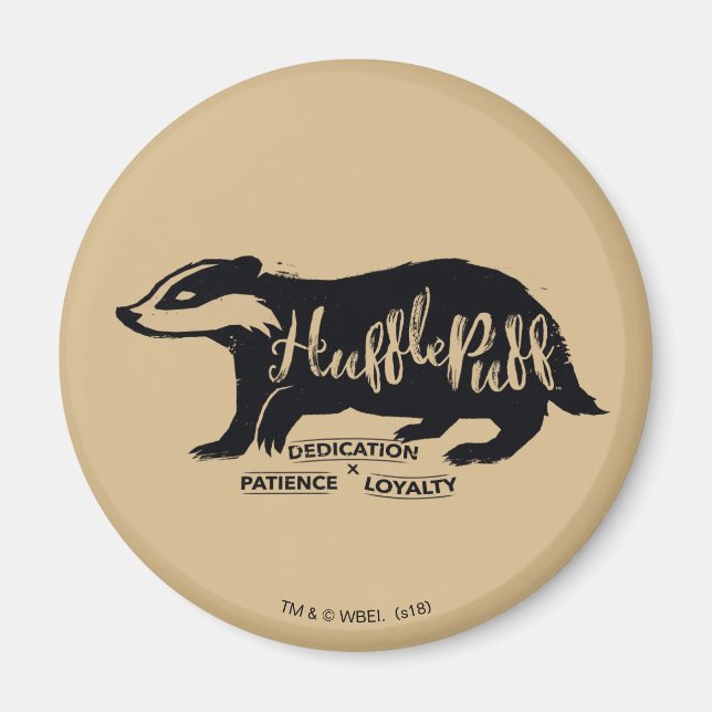 Imán Harry Potter | HUFFLEPUFF™ Tipografía de silueta (Frente)