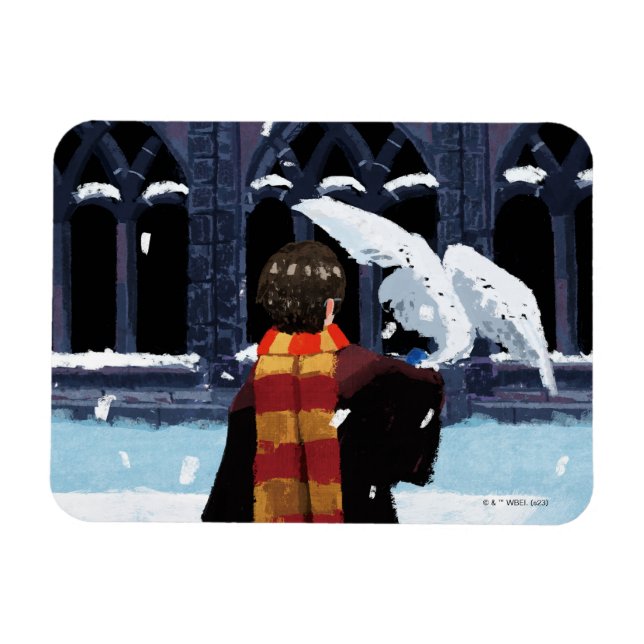 Imán HARRY POTTER™ y Hedwig en la nieve (Horizontal)
