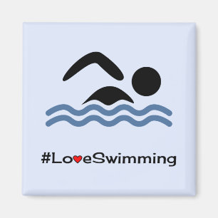 Imán Hashtag love natación deportes de azul divertidos