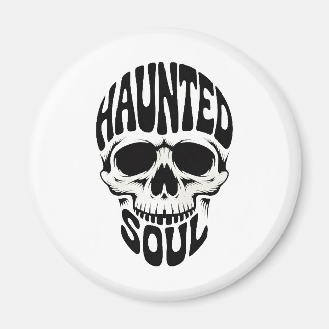 Imán Haunted Soul Skull Typography (Frente)