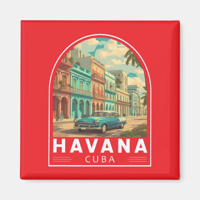 Imán Havana Cuba Travel Art Emblem (Frente)