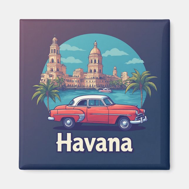 Imán Havana Vintage Retro Viajes (Frente)