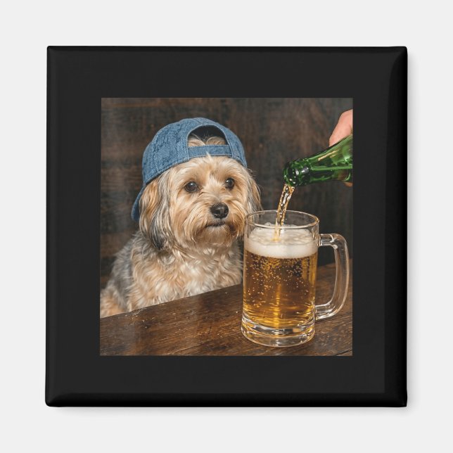 Imán Havanese Bebiendo Cerveza Divertido Meme de Perro  (Frente)