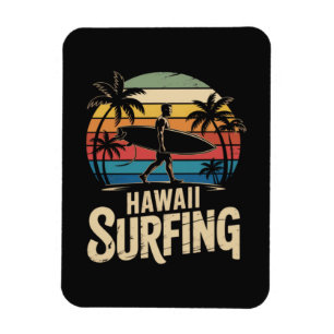 Imán Hawái Surf Retro - Surfista de Playa de la Puesta 
