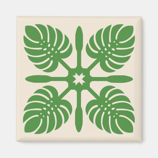 Imán HAWAIAN QUILT Magnet- Monstera (Frente)