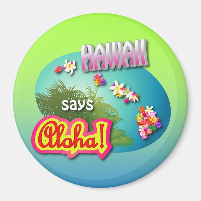Imán ¡Hawaii dice Aloha! (Frente)
