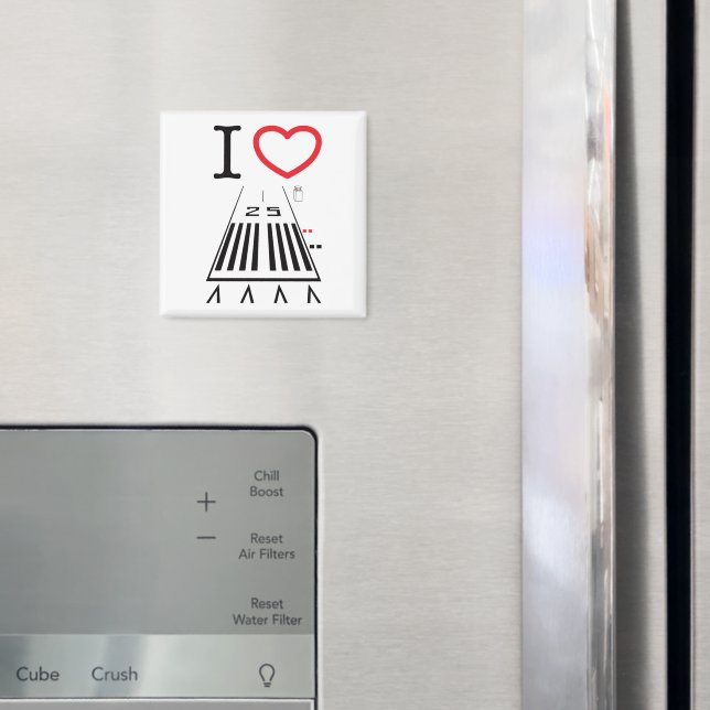 Imán Hawthorne Airport Runway 25 - Square Magnet (In situ (nevera))