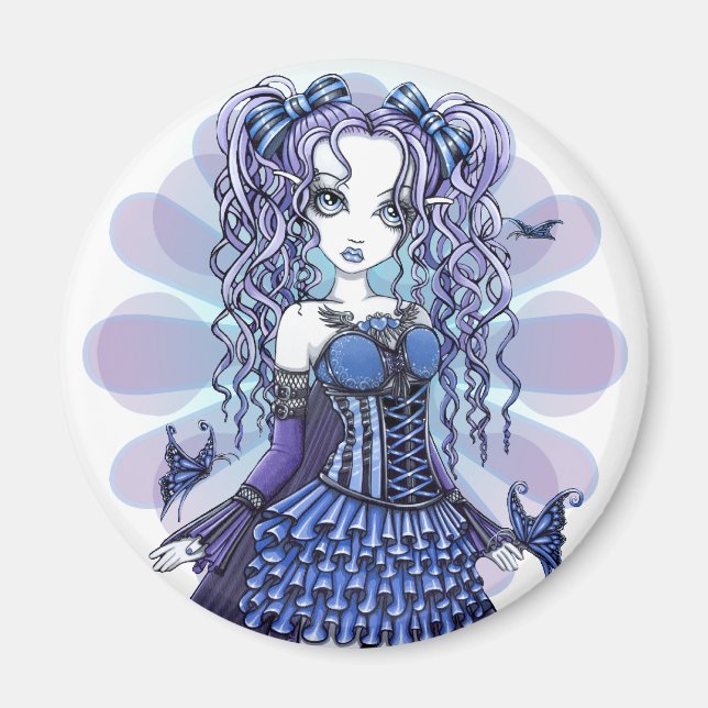 Imán "Haylee" morado Tattoo mariposa Fairy Art Magnet (Frente)