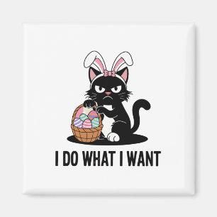 Imán Haz lo que quiero un gato negro vintage divertido
