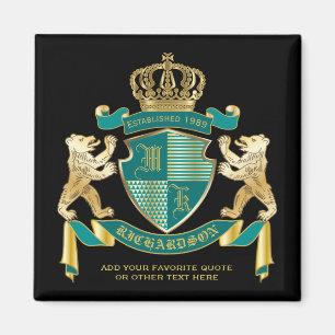 Imán Haz tu propio escudo de armas Verde azulado emblem