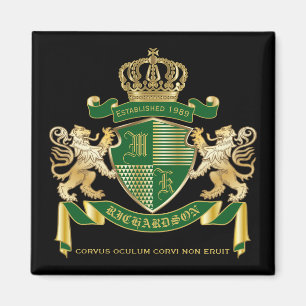 Imán Haz tu propio escudo de armas verde León de Oro