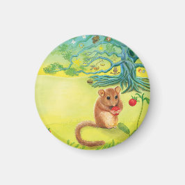 Imán Hazel Dormouse comiendo fresa silvestre