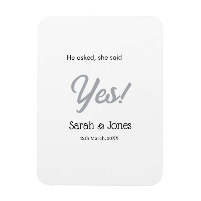 Imán He asked she said yes engagement simple silver dat (Vertical)