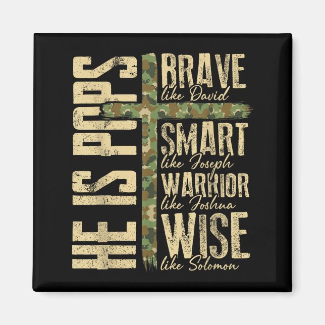 Imán He Is Ps Camo Religious Father's Day Christian Dad (Frente)