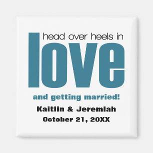 Imán Head Over Heels Save the Date Magnet, Blue