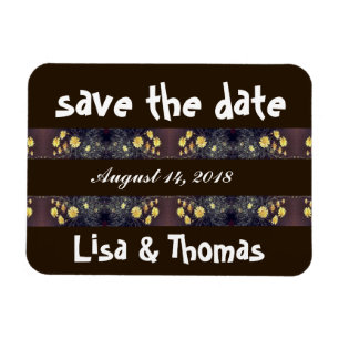 Imán Heade Daisy Flowers Save Date Magnet