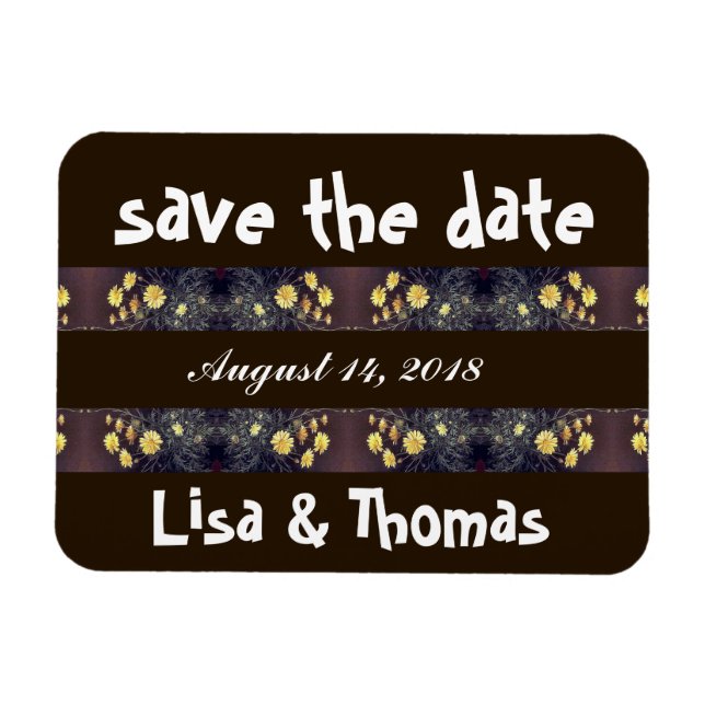 Imán Heade Daisy Flowers Save Date Magnet (Horizontal)