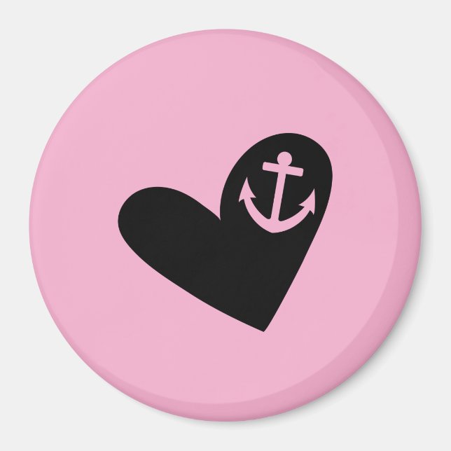 Imán heart and anchor pink (Frente)