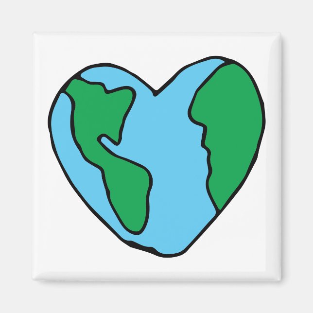 Imán Heart Art World Icono ecológico Happy Earth Clipa (Frente)