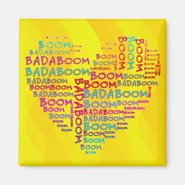 Imán Heart Badaboom | ondas amarillas (Frente)