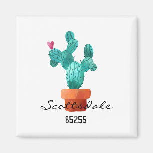 Imán Heart Cactus Green Pink LOCATION ZIP CODE Fun