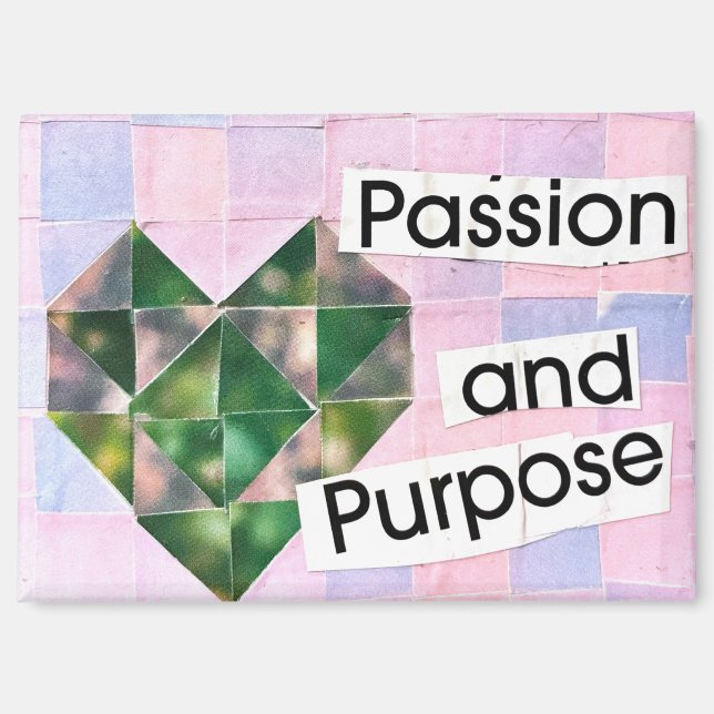 Imán Heart Collage Art Pink Purple Boho Romantic (Anverso)