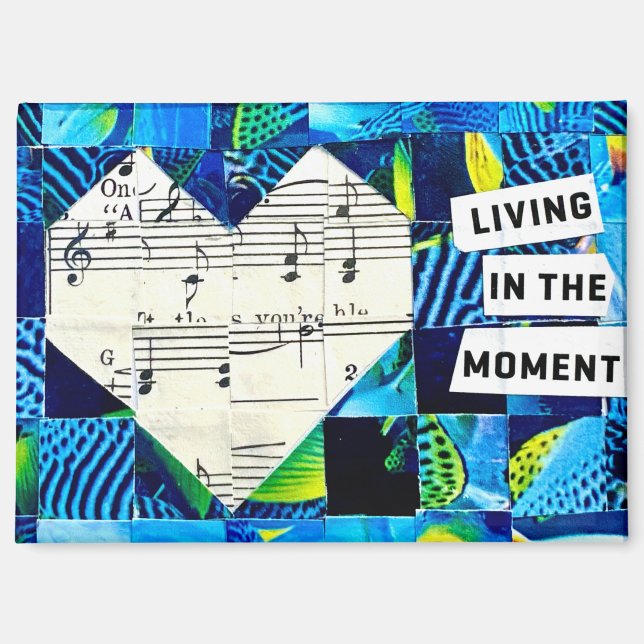 Imán Heart Collage Wall Art Music Abstract Decor (Anverso)