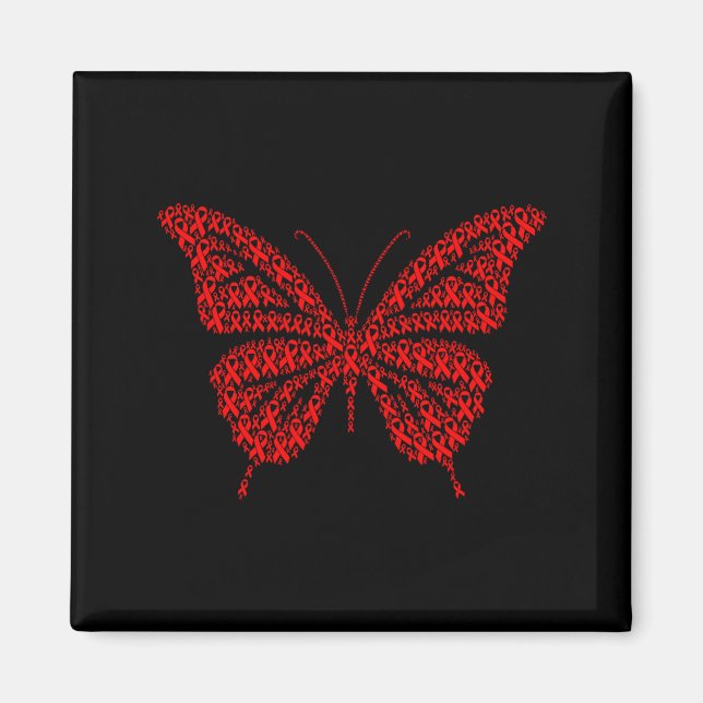 Imán Heart Disease Awareness Red Ribbon &amp; Heart Hea (Frente)