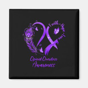 Imán Heart Faith Hope Love Opioid Sobredosis Purple Rib