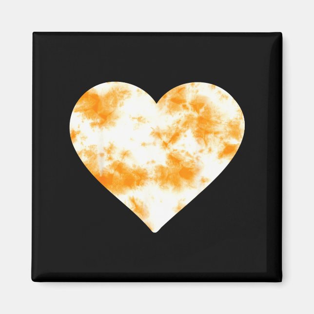 Imán Heart Orange Tie Dye - Cute Valentines Day Graphic (Frente)