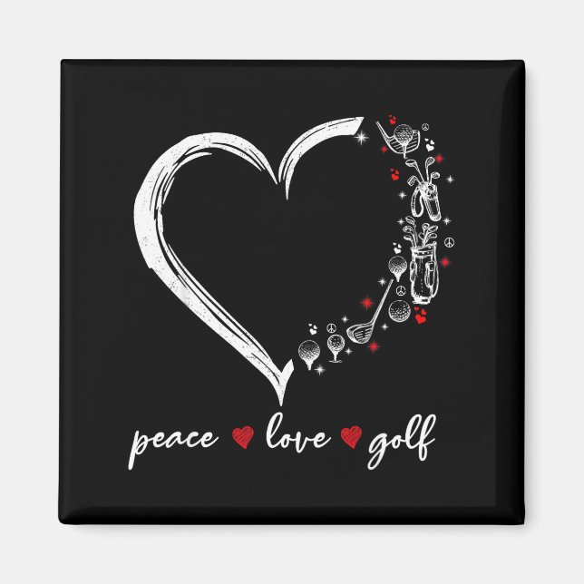 Imán Heart Peace Love Golf Player Srt Lovers Outfit Wom (Frente)