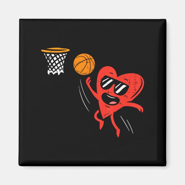 Imán Heart Playing Basketball Cute Valentines Day Srts  (Frente)
