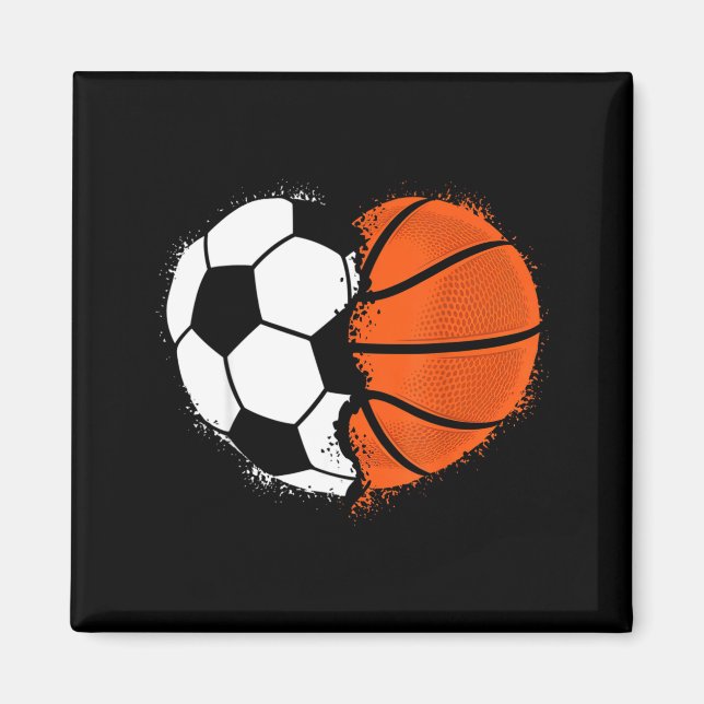 Imán Heart Srts Soccer Basketball Ball Lover Valentines (Frente)