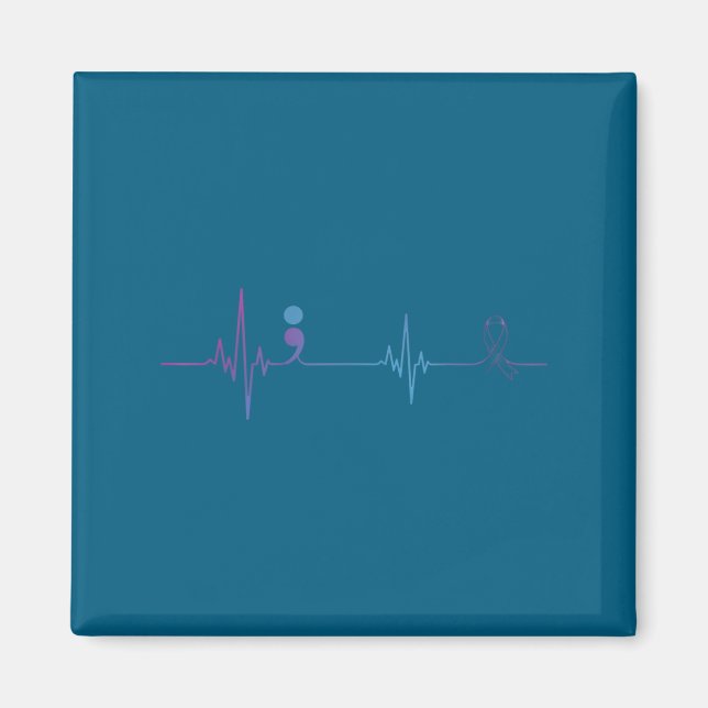 Imán Heartbeat Semicolon Suicide Prevention Awareness  (Frente)