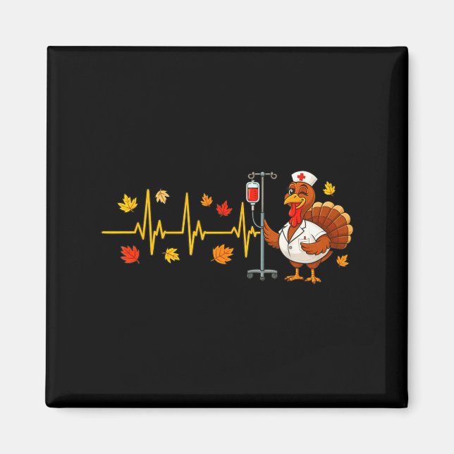 Imán Heartbeat Turkey Funny Nurse Thanksgiving Fall Des (Frente)