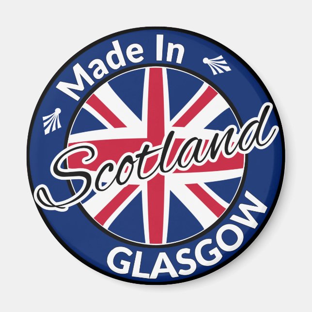 Imán Hecha en Glasgow Bandera de la Unión Escocia (Frente)