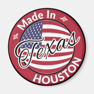 Imán Hecha en Houston Texas Estrellas y Bandera de tira