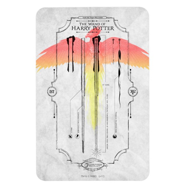 Imán Hechizo de Harry Potter | Infografía de la Varita  (Vertical)