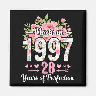 Imán Hecho En 1997 Floral 28 Cumpleaños Mujeres 28 Años