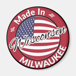 Imán Hecho en Milwaukee Wisconsin, bandera de EE.UU.