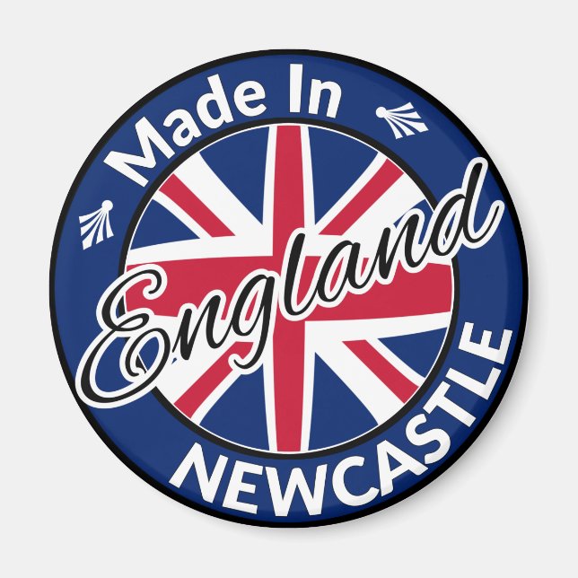 Imán Hecho en Newcastle, Inglaterra, bandera de la Unió (Frente)