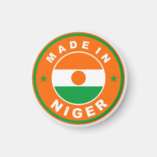 Imán hecho en niger country flag product label round ro