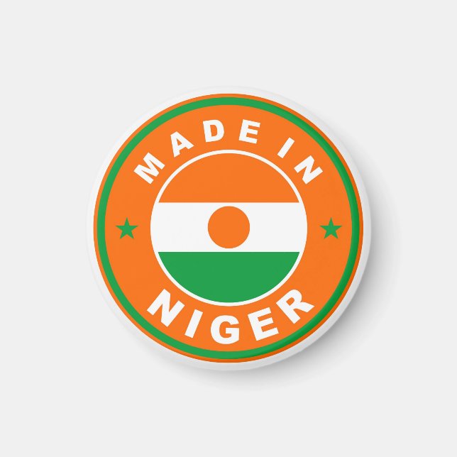Imán hecho en niger country flag product label round ro (Frente)