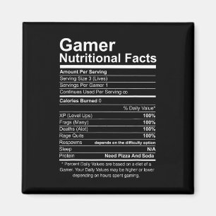 Imán Hechos Nutricionales Juego de Video Guay Gamer Fun